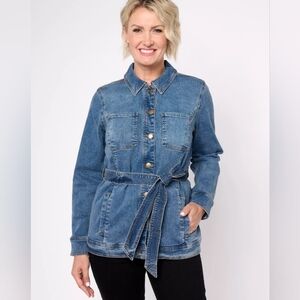 NWT Isaac Mizrahi Live! Indigo True Denim Jacket with Waist Tie